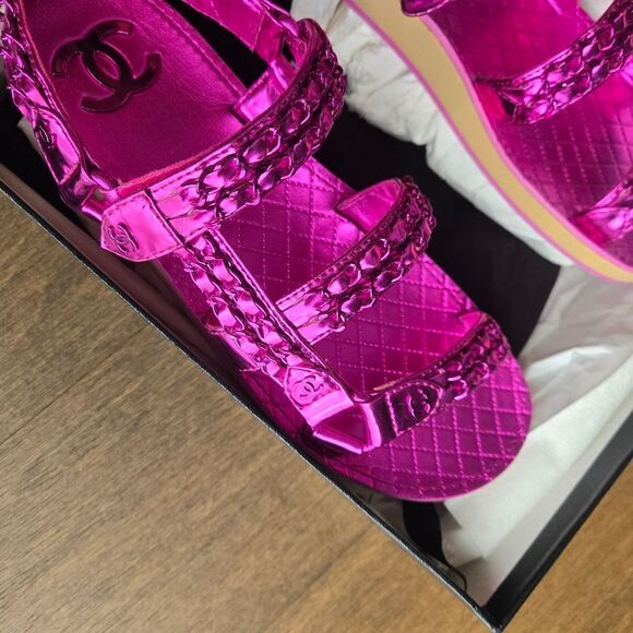 Chanel Pink sandals shoes size 40 New - Picture 7 of 13